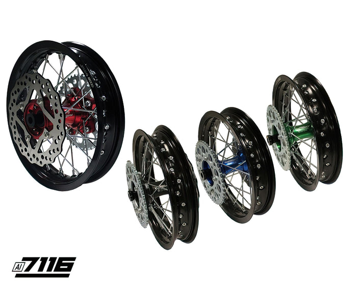 YCF-110-1101-14/RD Ruota post. alluminio 1.85x12" - mozzo CNC rosso con disco + corona YCF Factory Pit Bike, COD: YCF-110-1101-14/RD