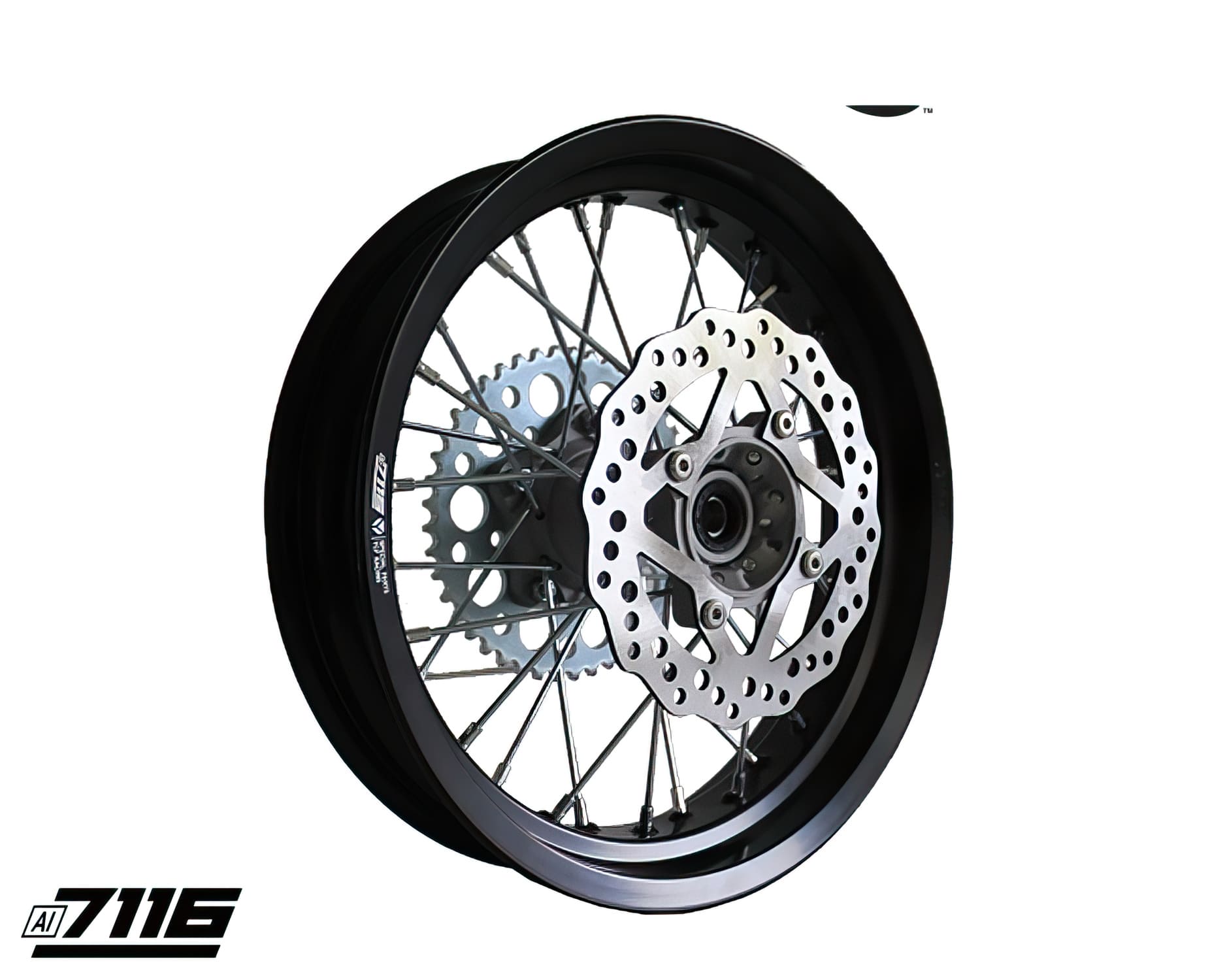 YCF-110-1101-60 Ruota post. alluminio 3.0x14" con disco + corona Flat Track YCF Sunday, COD: YCF-110-1101-60