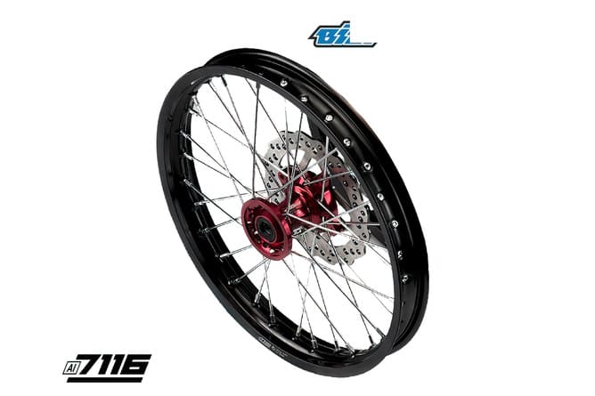 YCF-110-1101-63/RD Ruota post. alluminio 1.85x14" - mozzo CNC rosso con disco + corona YCF Factory Pit Bike, COD: YCF-110-1101-63/RD