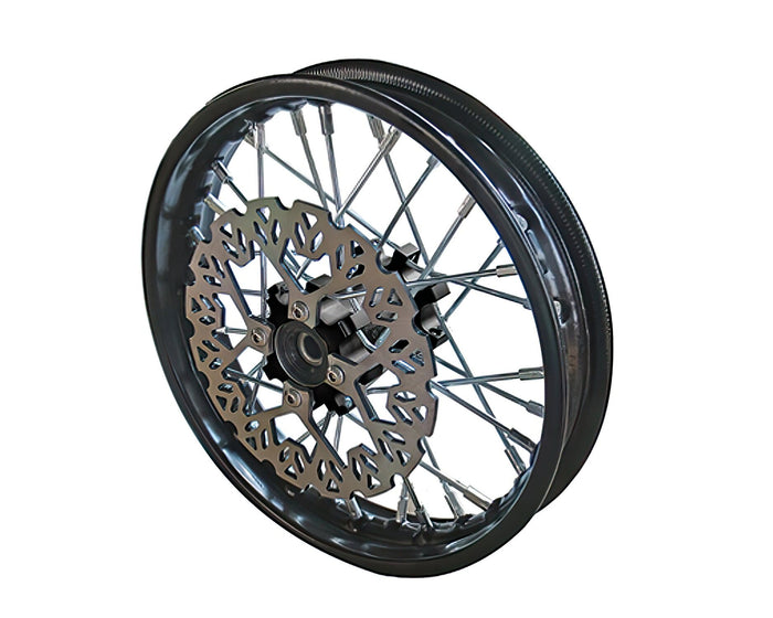 YCF-50-0611-01/BK Ruota anteriore - mozzo CNC nero con disco Pit Bike YCF50A, COD: YCF-50-0611-01/BK