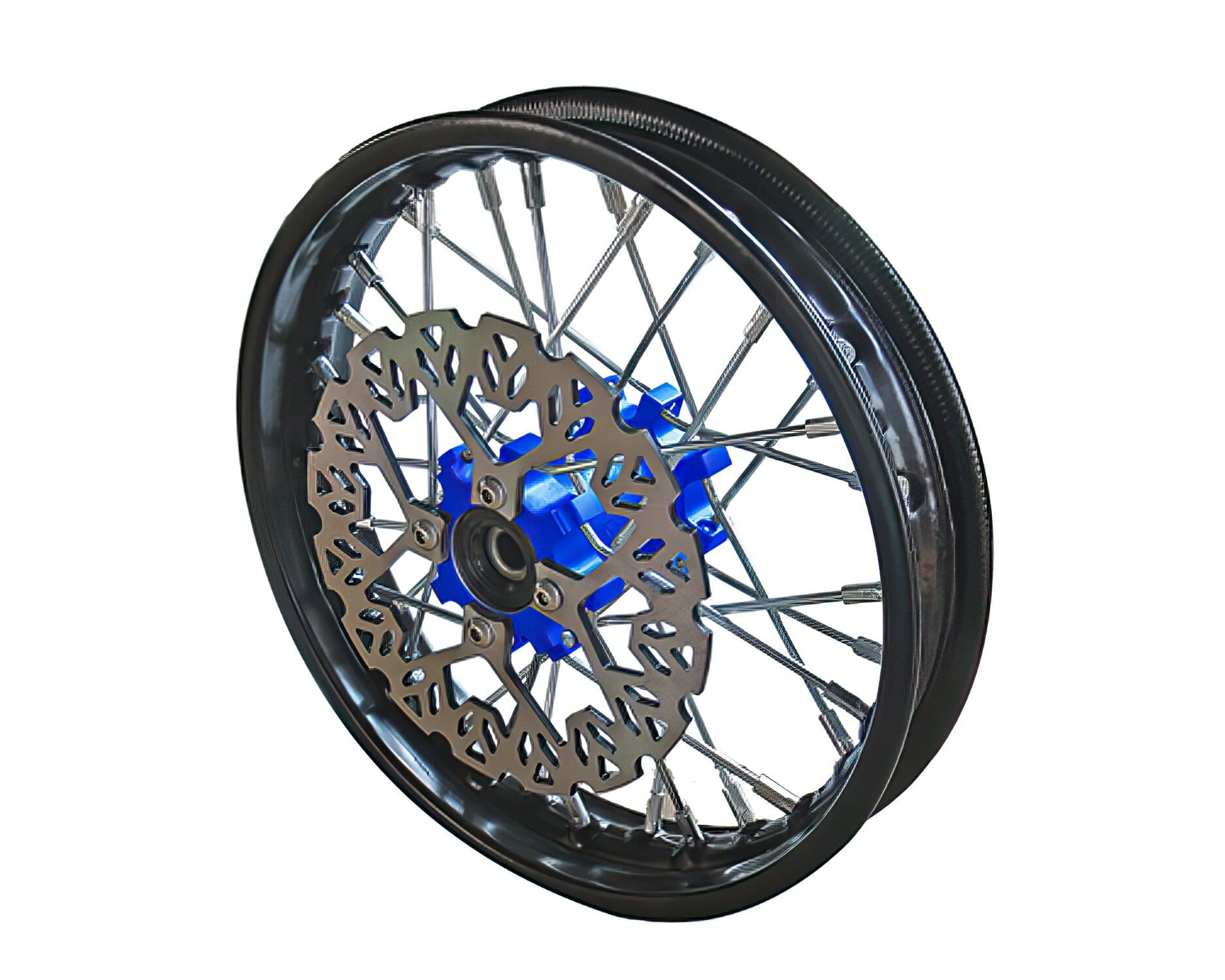 YCF-50-0611-01/BL Ruota anteriore - mozzo CNC blu con disco Pit Bike YCF50A, COD: YCF-50-0611-01/BL