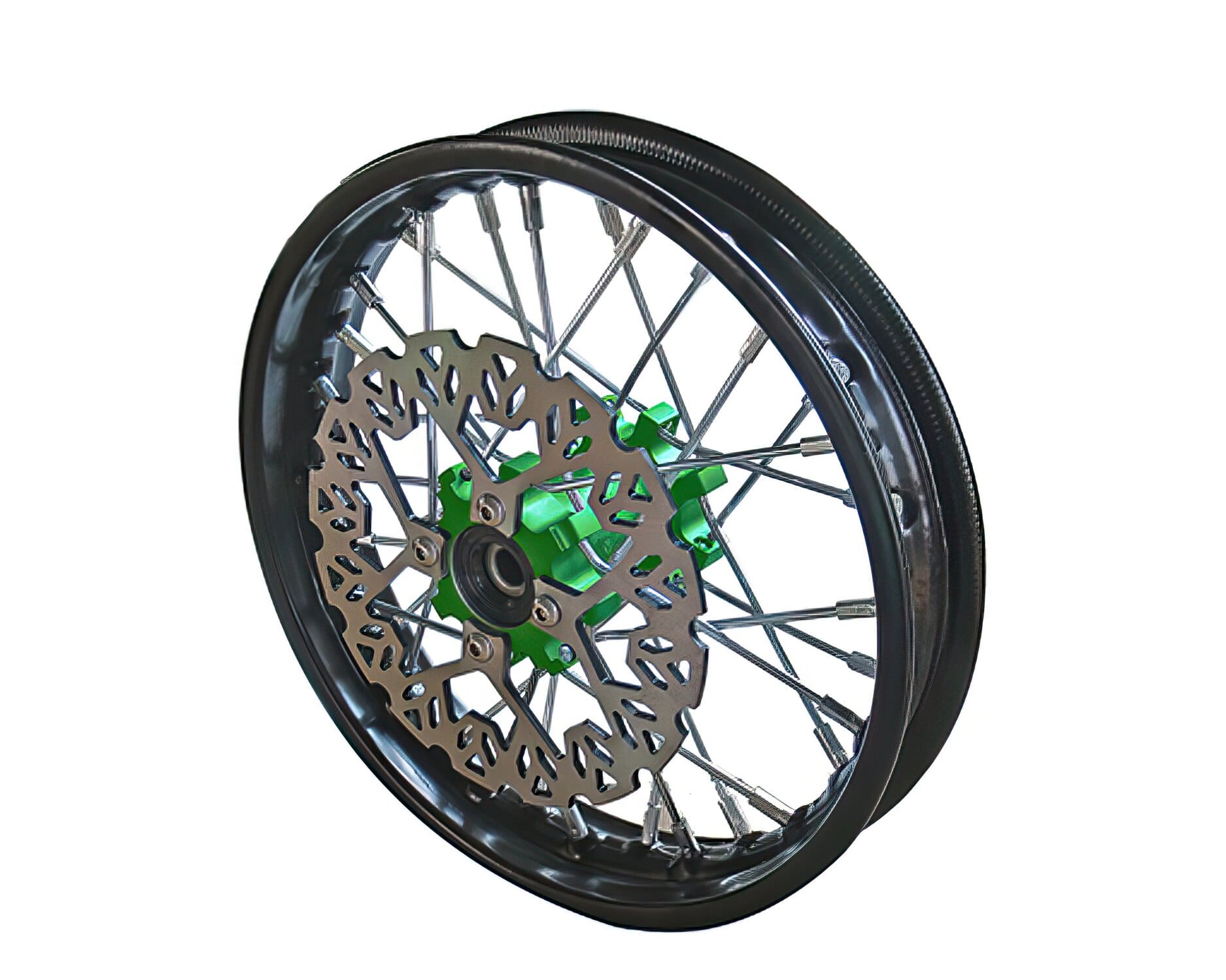YCF-50-0611-01/GR Ruota anteriore - mozzo CNC verde con disco Pit Bike YCF50A, COD: YCF-50-0611-01/GR
