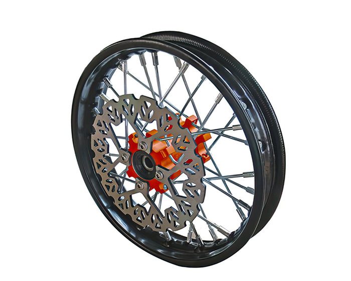 YCF-50-0611-01/OR Ruota anteriore - mozzo CNC arancione con disco Pit Bike YCF50A, COD: YCF-50-0611-01/OR