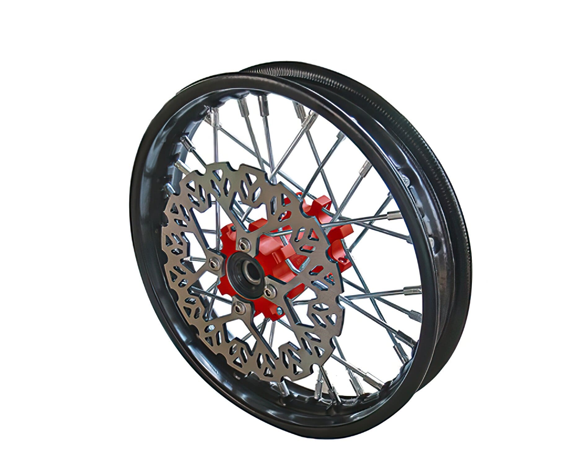 YCF-50-0611-01/RD Ruota anteriore - mozzo CNC rosso con disco Pit Bike YCF50A, COD: YCF-50-0611-01/RD