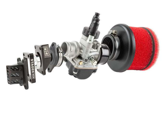 MS-PKMS6-3318802BK/2 Kit Aspirazione High Flow Dell'Orto 21mm nero AM6 / Derbi