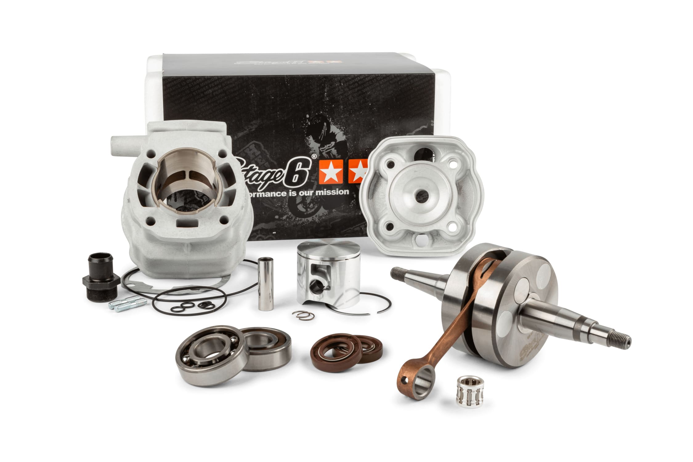 S6-7019210/PACK1 Kit motore gruppo termico + albero motore Stage6 BigRacing 77cc Derbi Euro2, COD: S6-7019210/PACK1