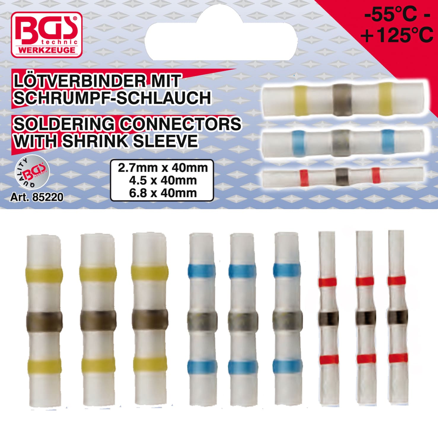 BGS85220 Set connettori a saldare BGS con tubo termoretraibile 9 pz.