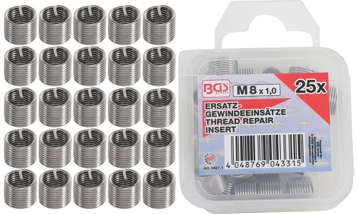 BGS9427-1 Inserti filettati BGS M8 x 1,0 mm 25 pz., COD: BGS9427-1