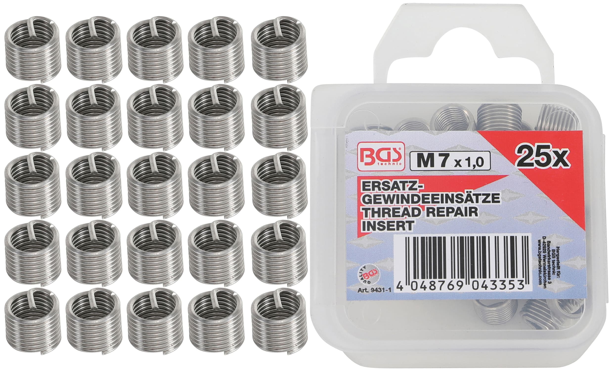 BGS9431-1 Inserti filettati BGS M7 x 1,0 mm 25 pz.