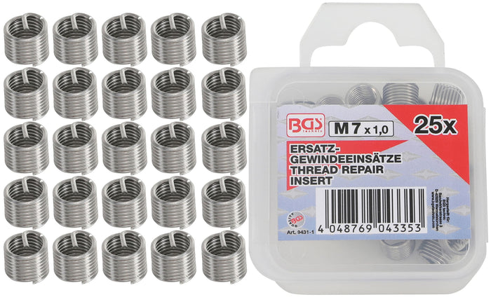 BGS9431-1 Inserti filettati BGS M7 x 1,0 mm 25 pz., COD: BGS9431-1