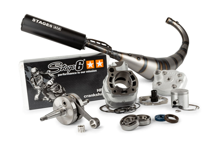 S6-7118820/PACK03 Kit motore gruppo termico + albero motore + marmitta Stage6 Streetrace 88cc corsa 45mm Minarelli AM6, COD: S6-7118820/PACK03