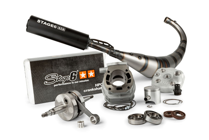S6-7119220/PACK3 Kit motore gruppo termico + albero motore + marmitta Stage6 Streetrace 88cc corsa 45mm Derbi Euro 2, COD: S6-7119220/PACK3