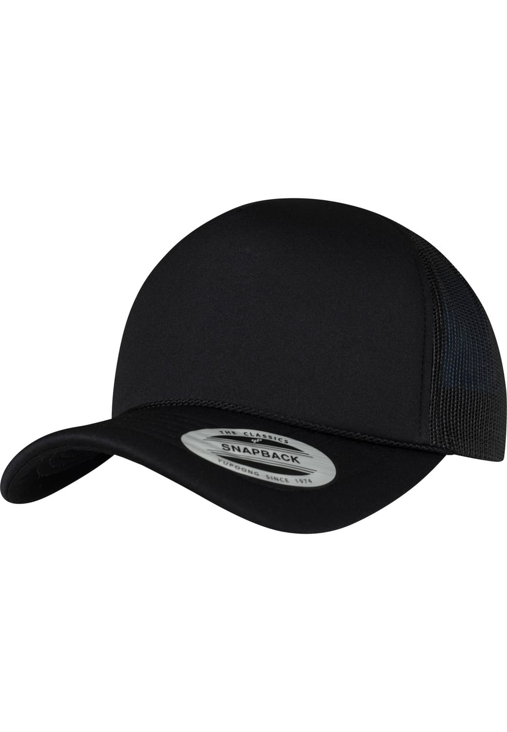 FF-6005FC-01203-0050 Foam Curved Visor Flexfit Trucker Cap Black/Black/Black