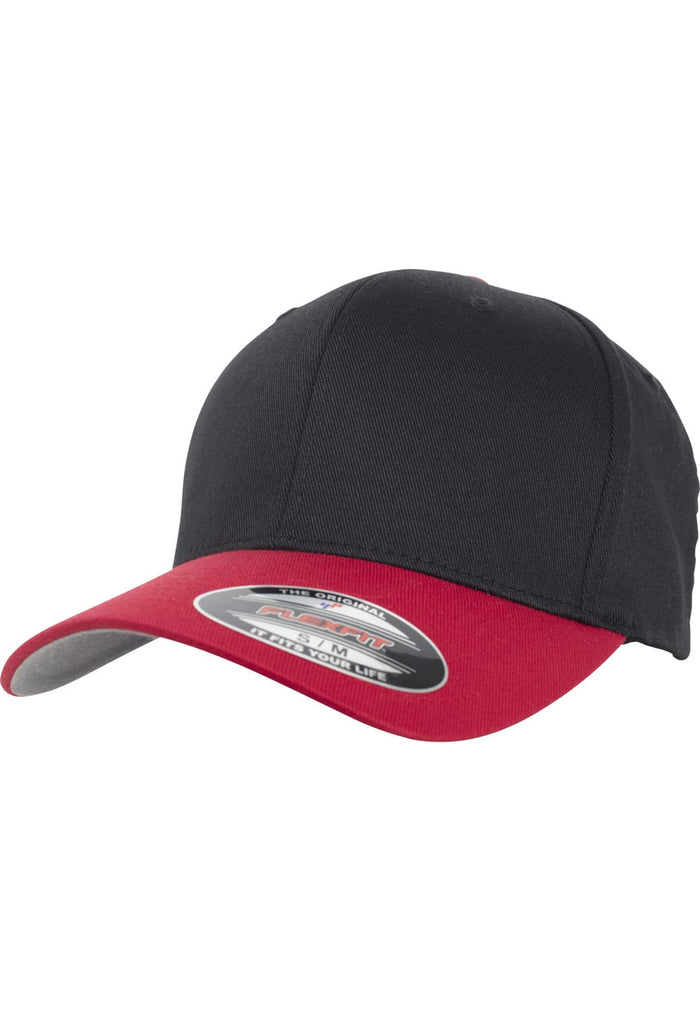 FF-6277T-00044-0053 Cappellino Wooly Combed Flexfit 2-Tone nero/rosso S/M