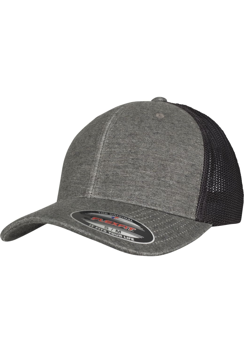 FF-6511M-01280-0053 Retro Melange Flexfit trucker cap khaki/black mesh S/M