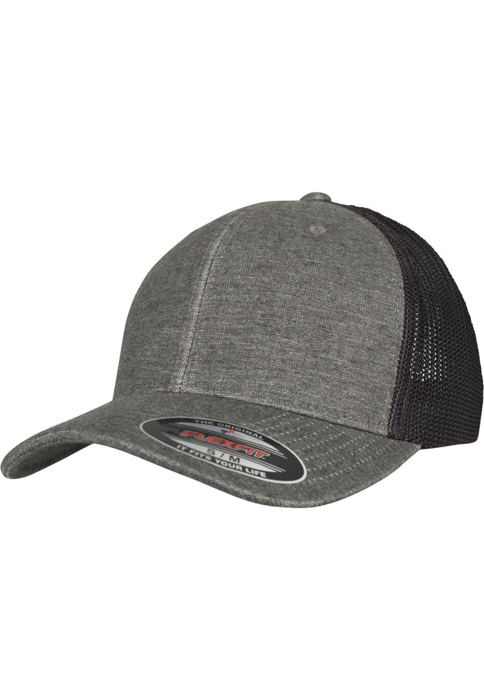 FF-6511M-01280-0053 Cappellino trucker Retro Melange Flexfit khaki/nero mesh S/M