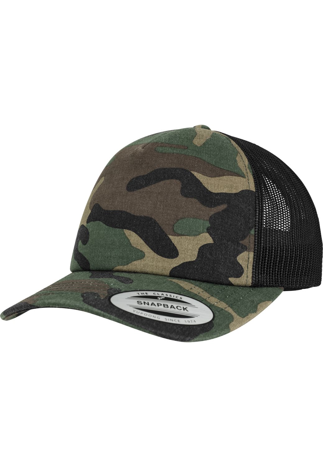 FF-6606C-00459-0050 Camo Flexfit wood camo/black trucker cap
