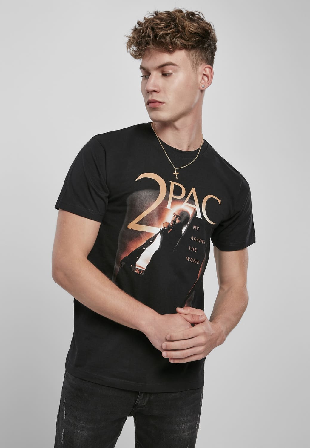 MT1312-00007-0060 T-shirt Tupac Me Against The World Cover nero XXL