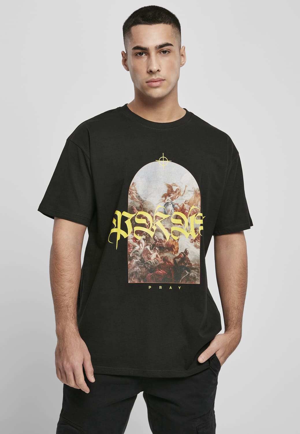 MT1801-00007-0060 Pray Painting Oversize T-shirt black XXL