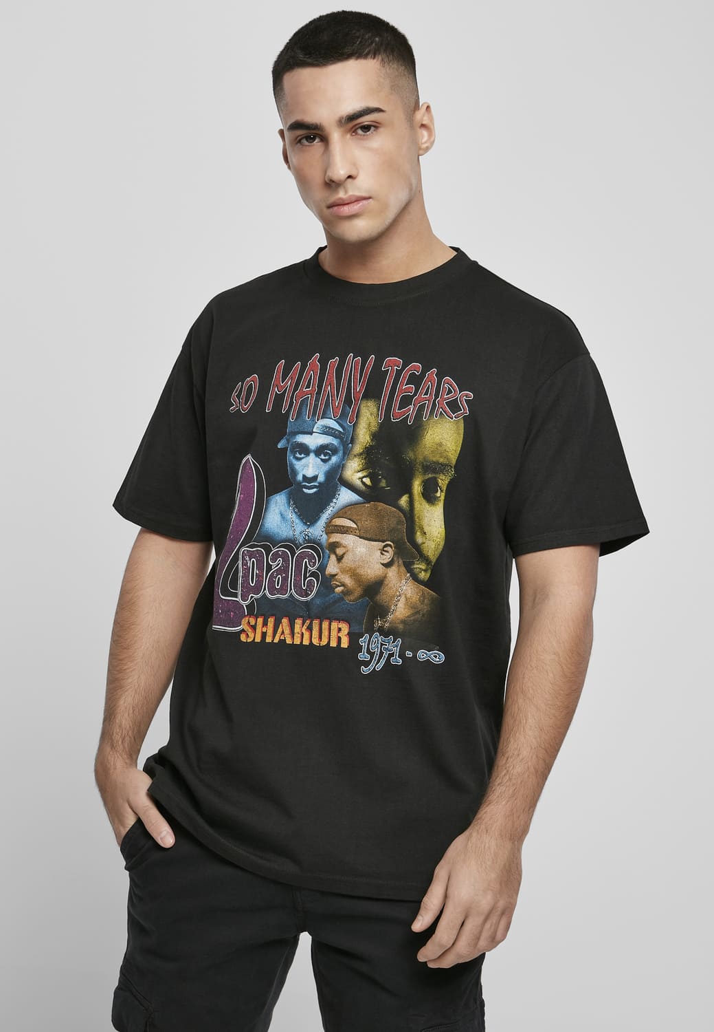 MT1808-00007-0060 Tupac So Many Tears Oversize black XXL t-shirt