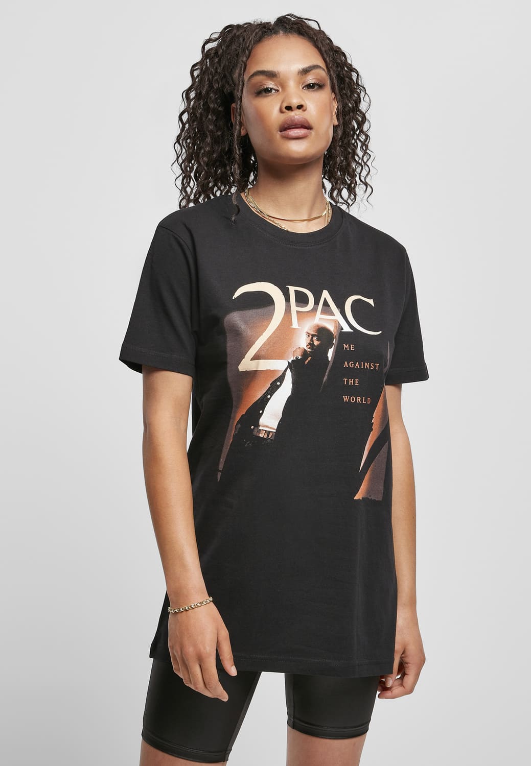 MT1902-00007-0060 T-shirt Tupac Me Against The World Cover donna nero XXL