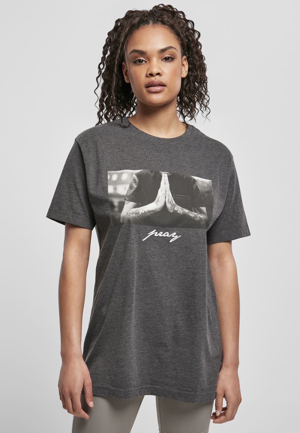 MT1907-00091-0060 Pray women's t-shirt charcoal XXL
