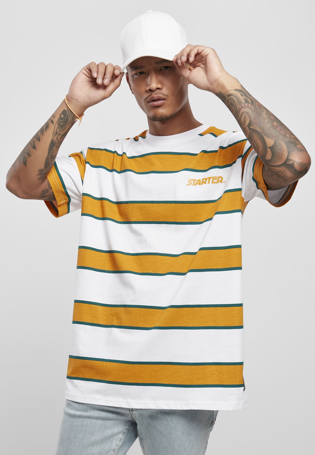 ST027-02694-0058 Logo Striped Starter T-shirt white/yellow XS