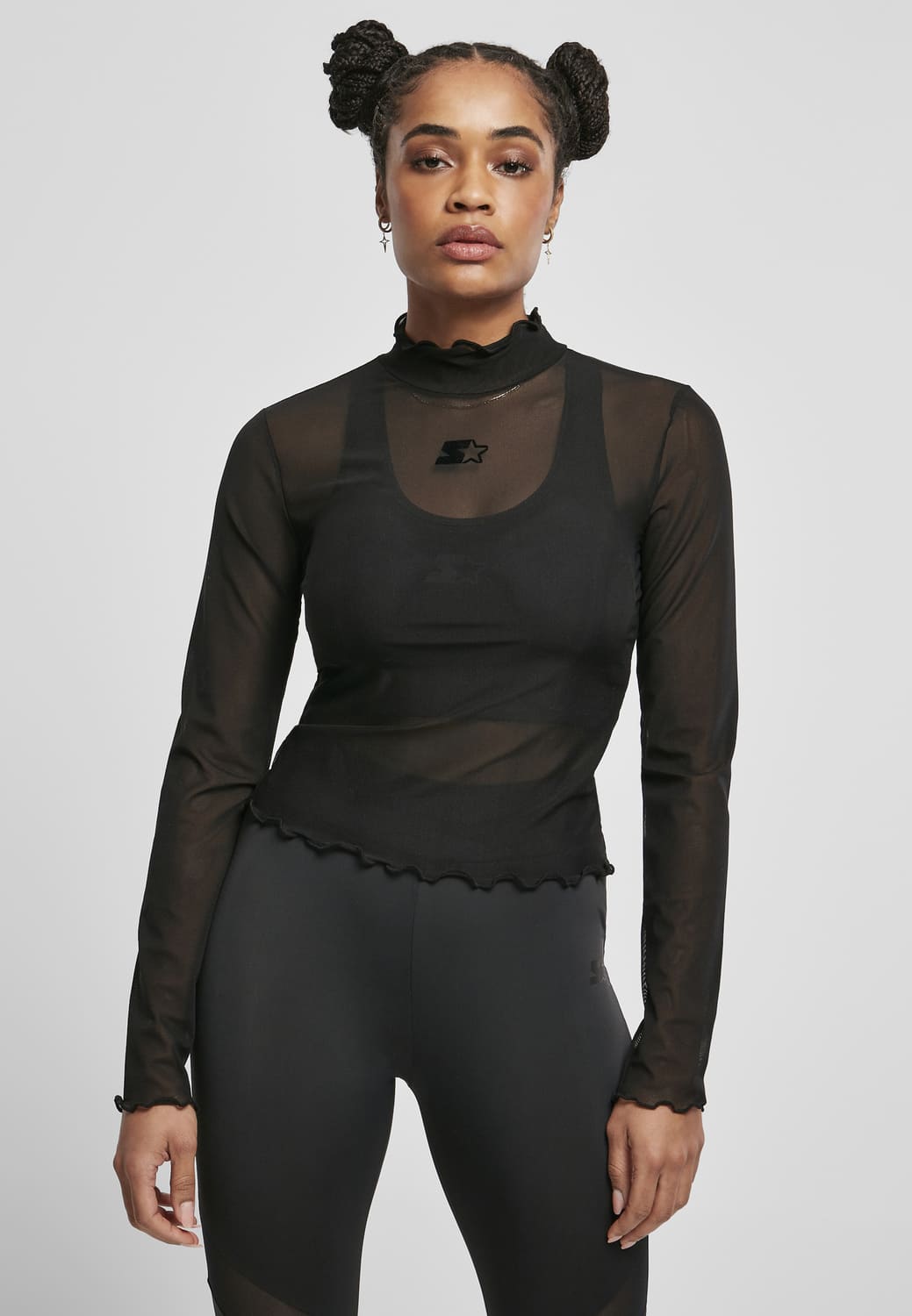 ST165-00007-0058 Mesh Starter Long Sleeve T-Shirt Black XS