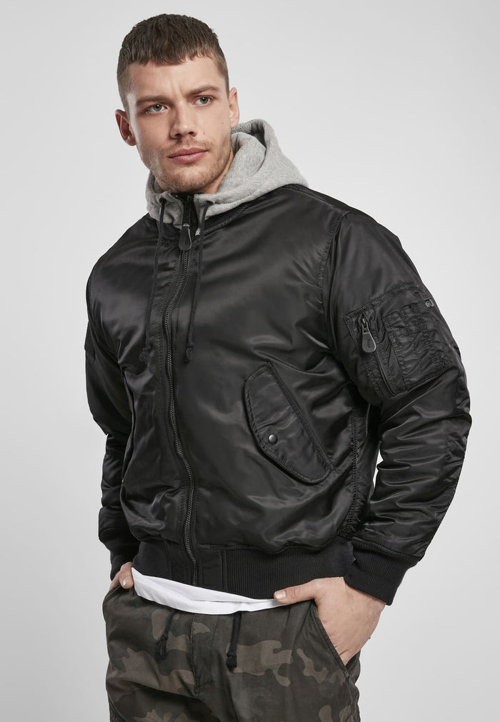 BD3150-00029-0231 Bomber con cappuccio MA1 Brandit nero/grigio 7XL