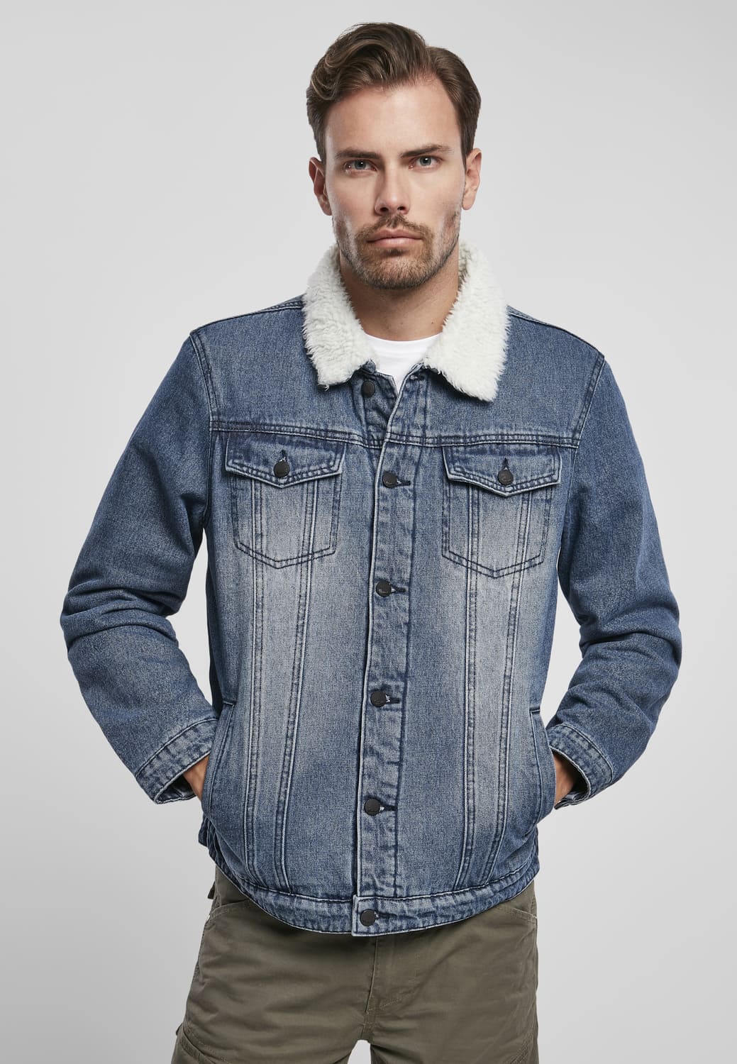 BD3171-00439-0060 Brandit Sherpa denim jacket blue/white XXL