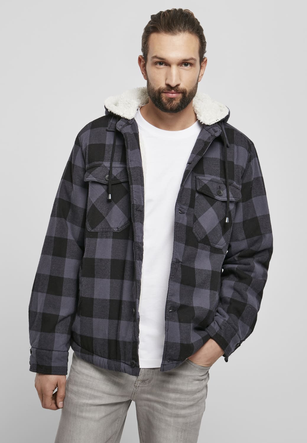 BD3172-01198-0060 Brandit hooded lumberjack jacket black/grey XXL
