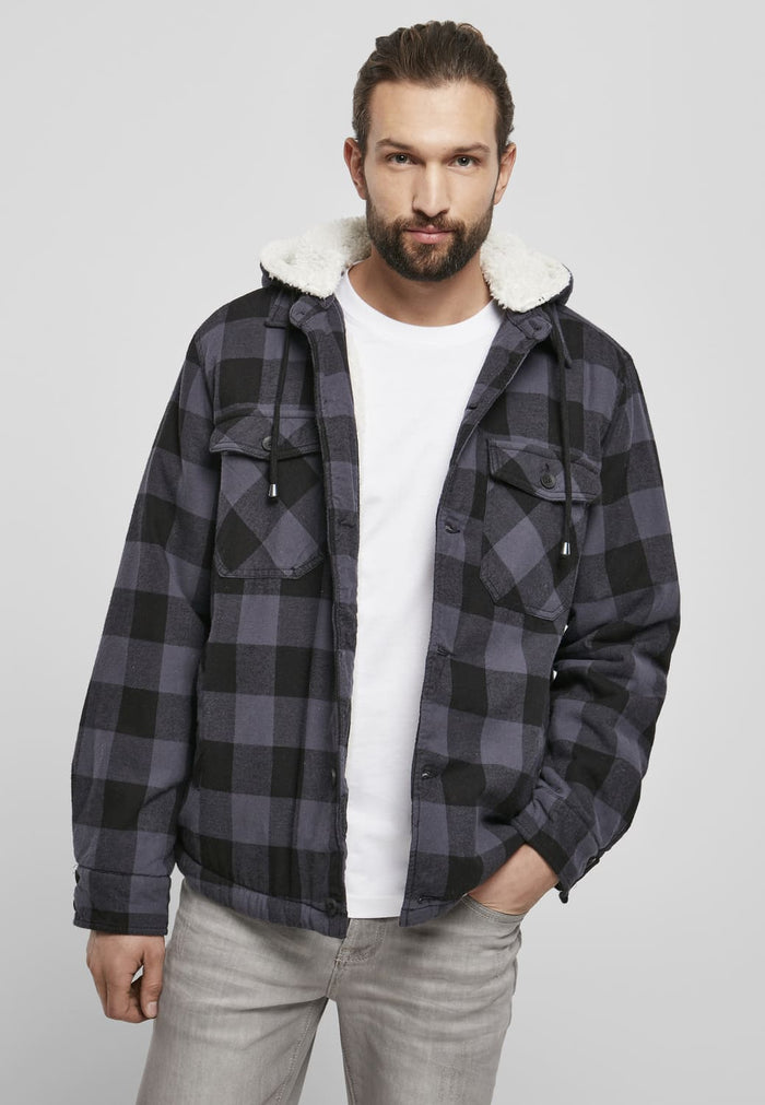 BD3172-01198-0060 Giacca lumberjack con cappuccio Brandit nero/grigio XXL
