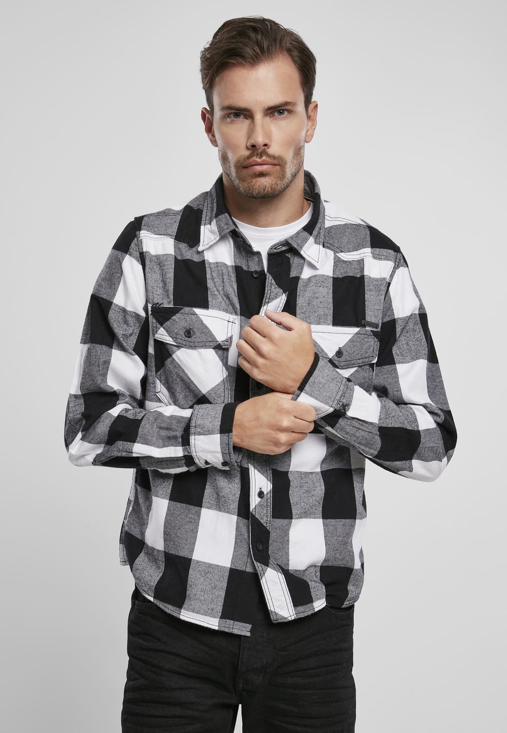 BD4002-01248-0231 Camicia a scacchi Brandit bianco/nero 7XL