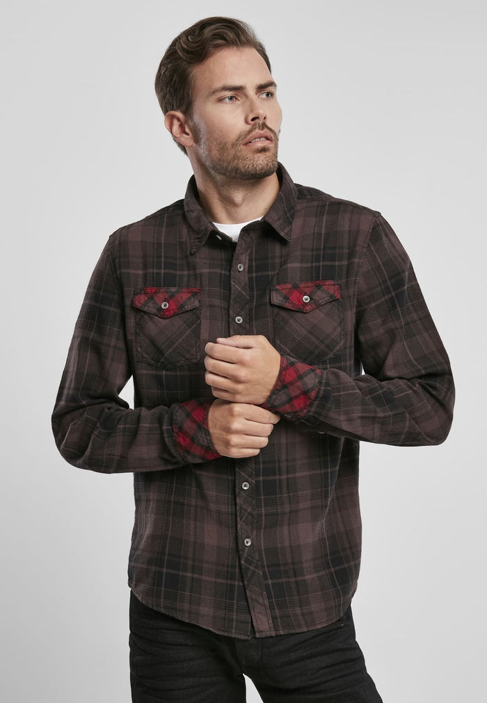 BD4016-00075-0060 Camicia a scacchi Duncan Brandit bruno XXL