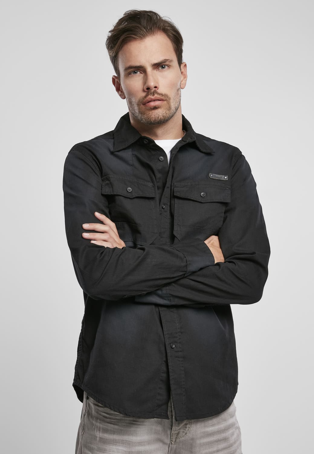 BD4018-00007-0060 Camicia denim Hardee Brandit nero XXL