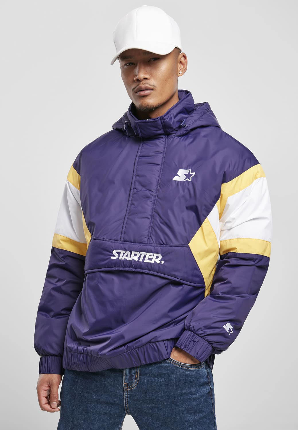 ST061-02795-0060 Giacca Color Block Half Zip Starter viola/bianco/giallo XXL