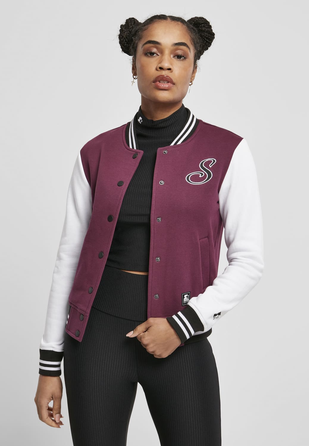 ST155-03089-0058 Ladies Starter Sweat College Jacket Dark Purple/White XS