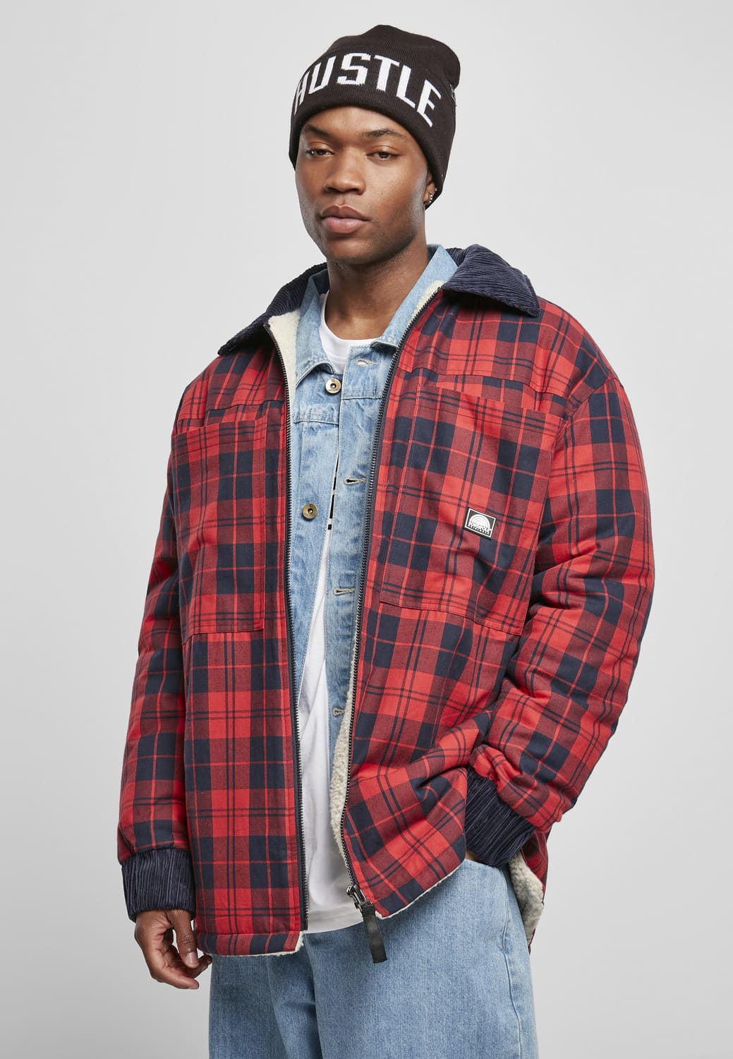 SP037-00199-0060 Sherpa Checkered Flannel Southpole Jacket red XXL
