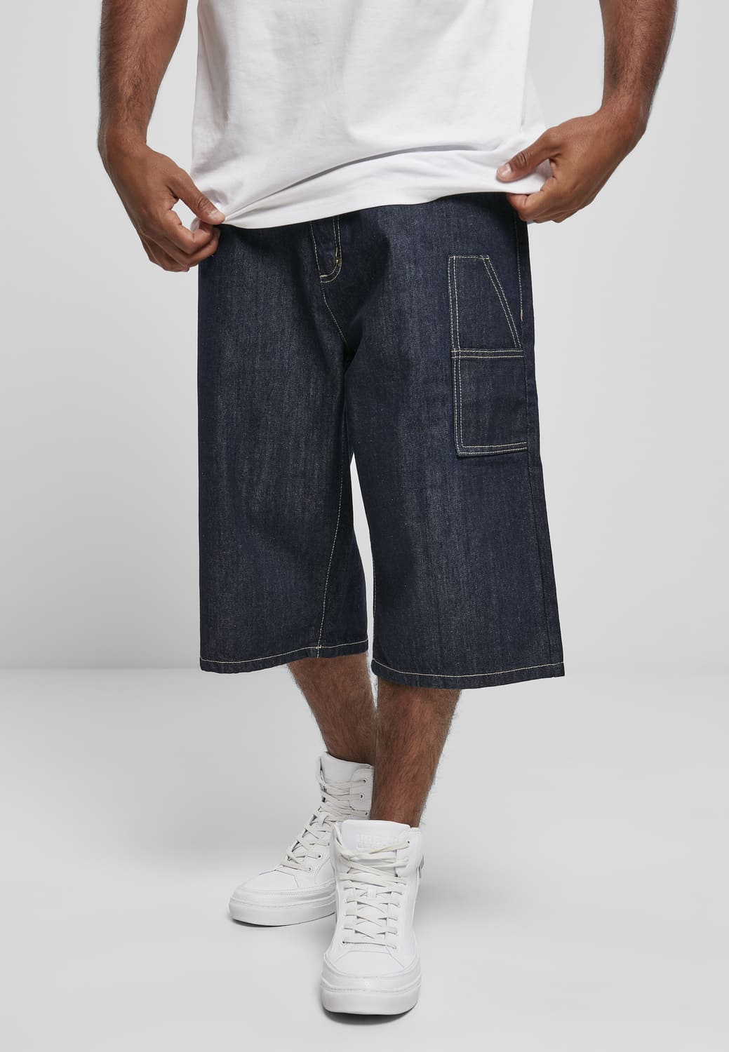 SP081-01896-0012 Southpole raw indigo denim shorts 36