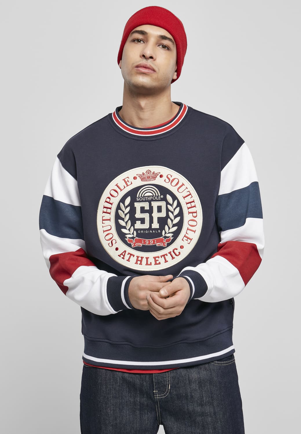 SP122-01641-0060 Stripe Sleeve Southpole Crewneck Sweater midnight navy XXL
