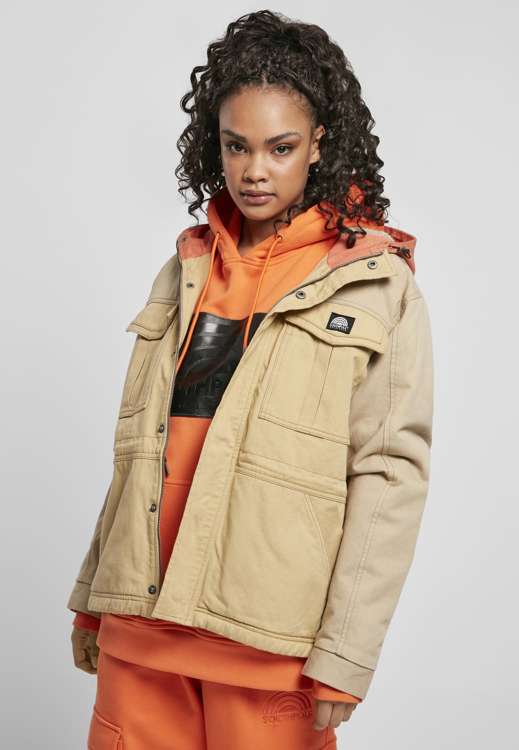 SP135-03059-0060 Giacca eskimo Sherpa Army Ladies Southpole warm sand/desert sand/mandarino XXL