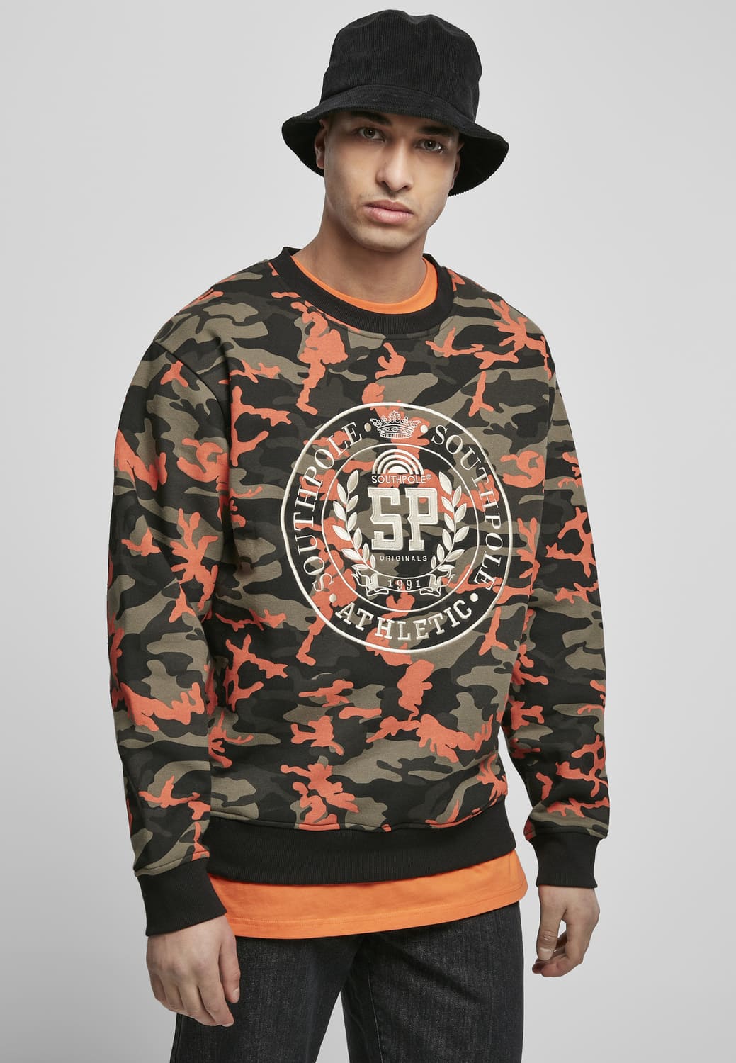 SP139-03055-0060 Camo Crewneck Sweater Southpole Mandarin Camo XXL