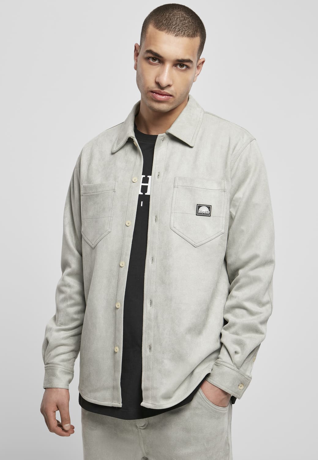 SP143-02946-0060 Camicia Poly Suede Woven Southpole light asphalt XXL