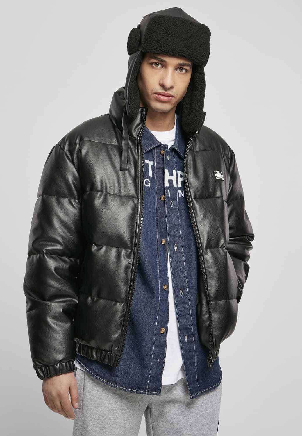 SP146-00007-0060 Imitation Leather Southpole Down Jacket Black XXL