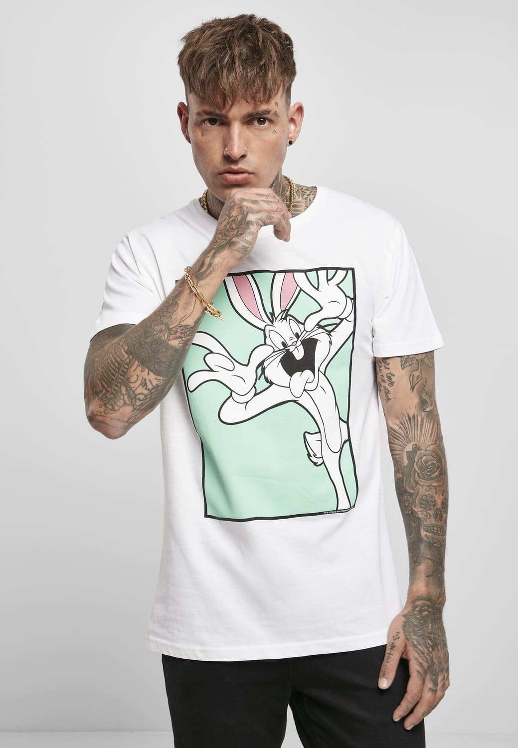MC568-00220-0060 T-shirt Looney Tunes Bugs Bunny Funny Face bianco XXL