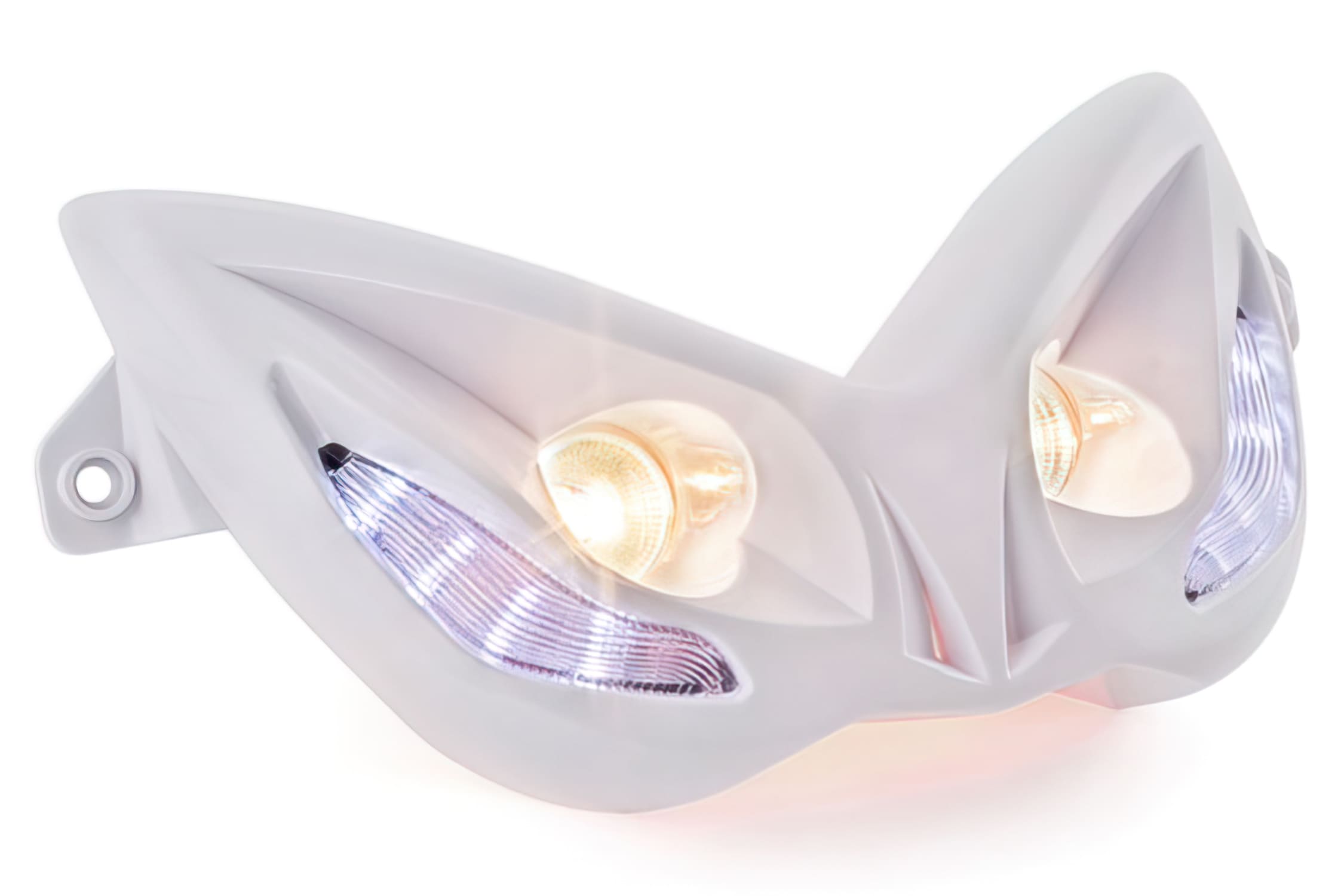 STR-608.34/WH Mascherina Doppiofaro EVO 2 con LEDs blu MBK Nitro / Yamaha Aerox bianco
