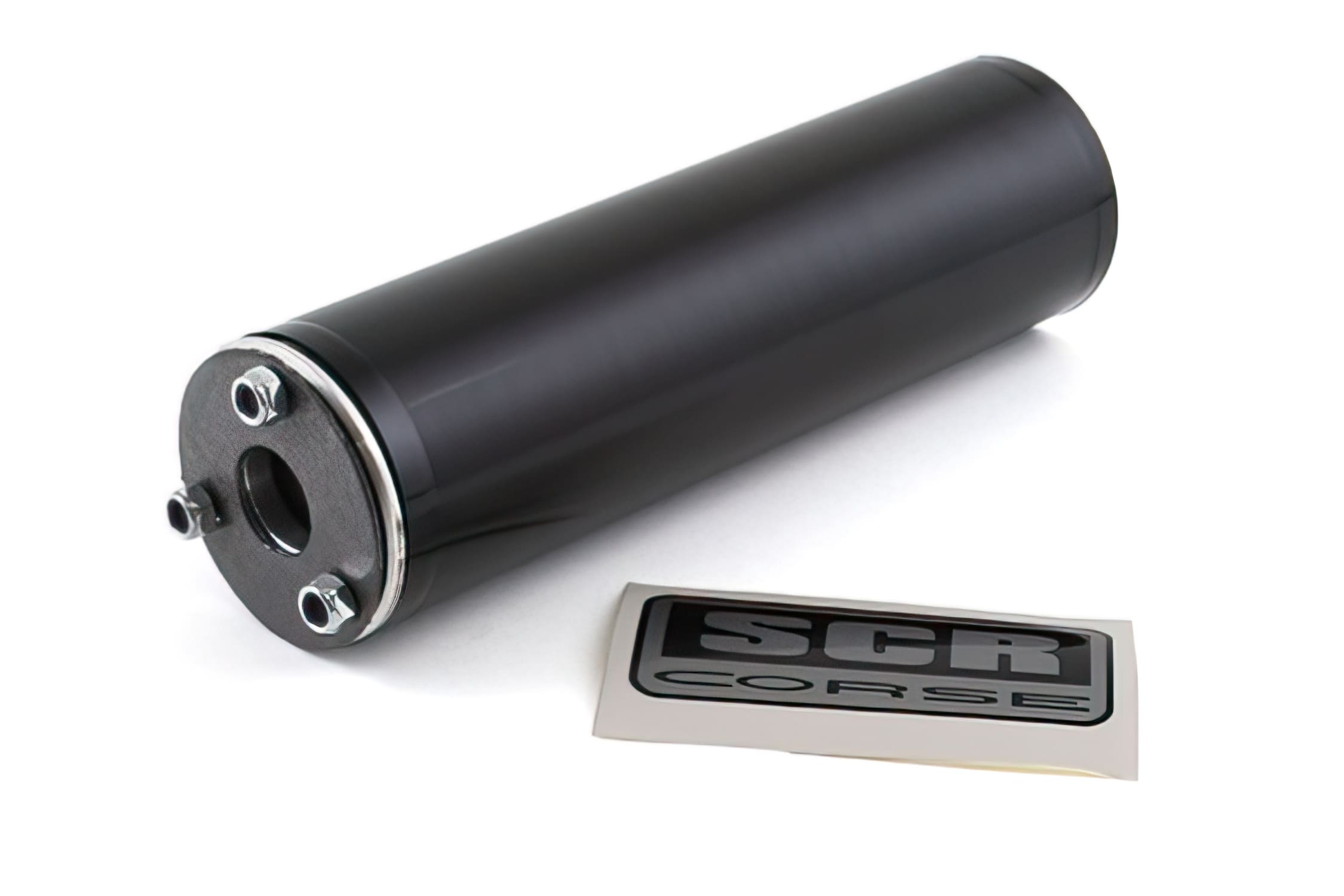 SCR-SIL320B Silenziatore SCR, nero alluminio per Marmitta “SM Cromo” D.60mm / L=200mm, COD: SCR-SIL320B