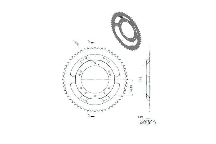 CGN2954 Corona, Grimeca 56 Denti, Peugeot 103 (diametro 98mm), COD: CGN2954