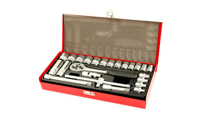 CGN480780 Set di Chiavi a Bussola in Acciaio Cromo Vanadio 24 Pezzi con Chiavi Esagonali da 6mm a 22mm