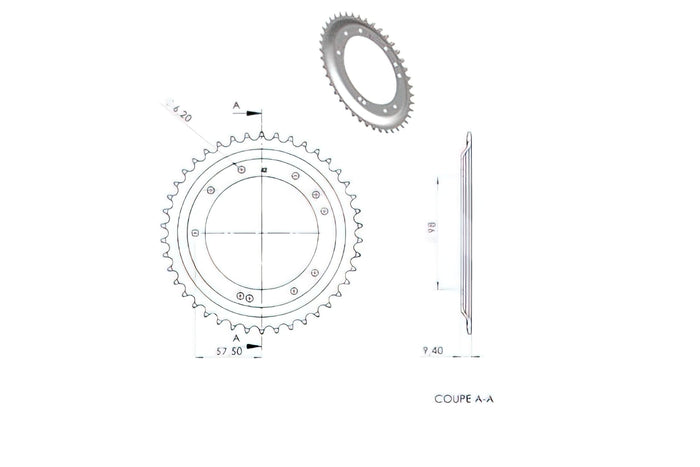 CGN2968 Corona, Grimeca 42 Denti, MBK 51S (diametro 98mm), COD: CGN2968